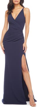 Dress the Population Jordan Ruched Side Slit Gown
