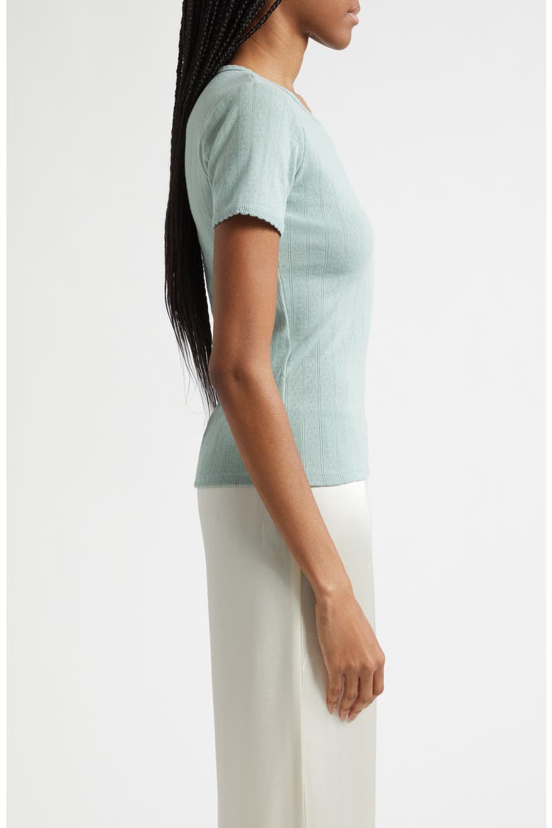 Cotton Pointelle Slim Fit T-Shirt, Alternate, color, EUCALYPTUS