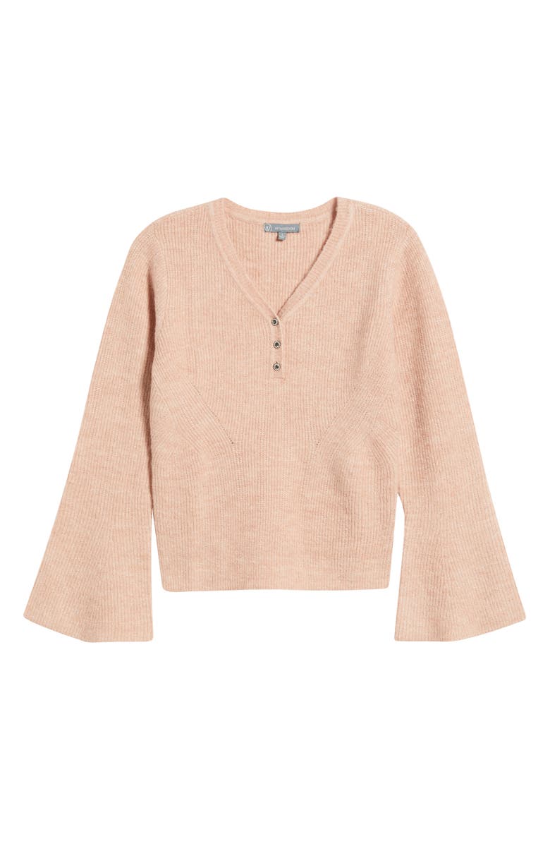 Wit & Wisdom Bell Sleeve Henley Sweater, Alternate, color, Rose Quartz