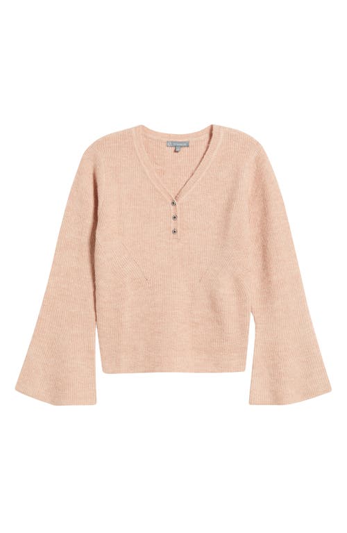 Wit & Wisdom Bell Sleeve Henley Sweater In Pink