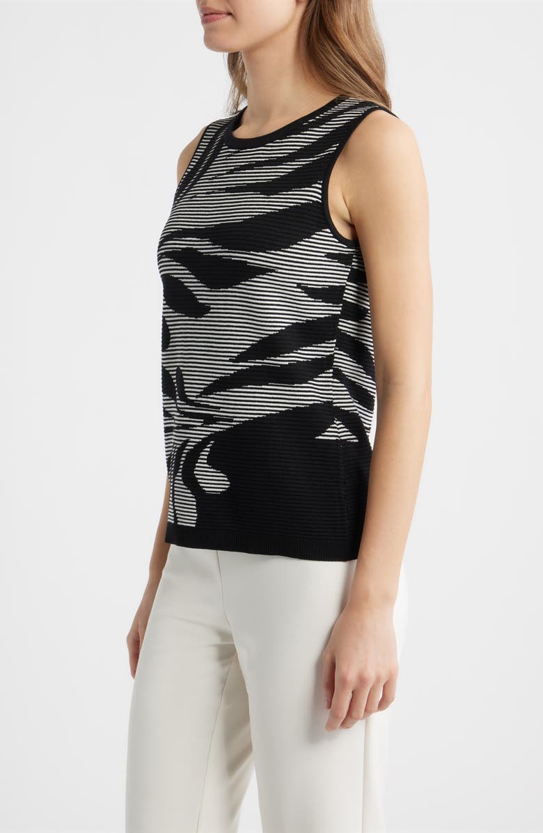 Anne Klein Graphic Tank, Alternate, color, Anne Black/ White Dove