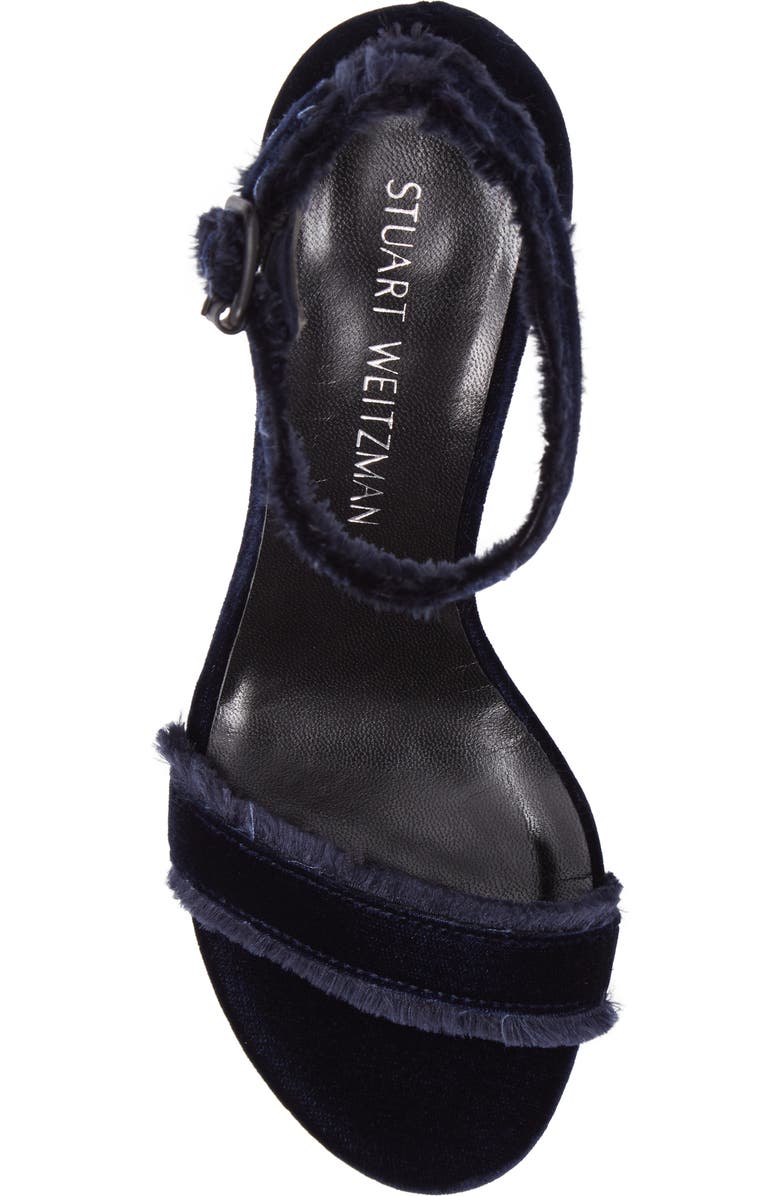 Stuart Weitzman Frayed Ankle Strap Sandal, Alternate, color,