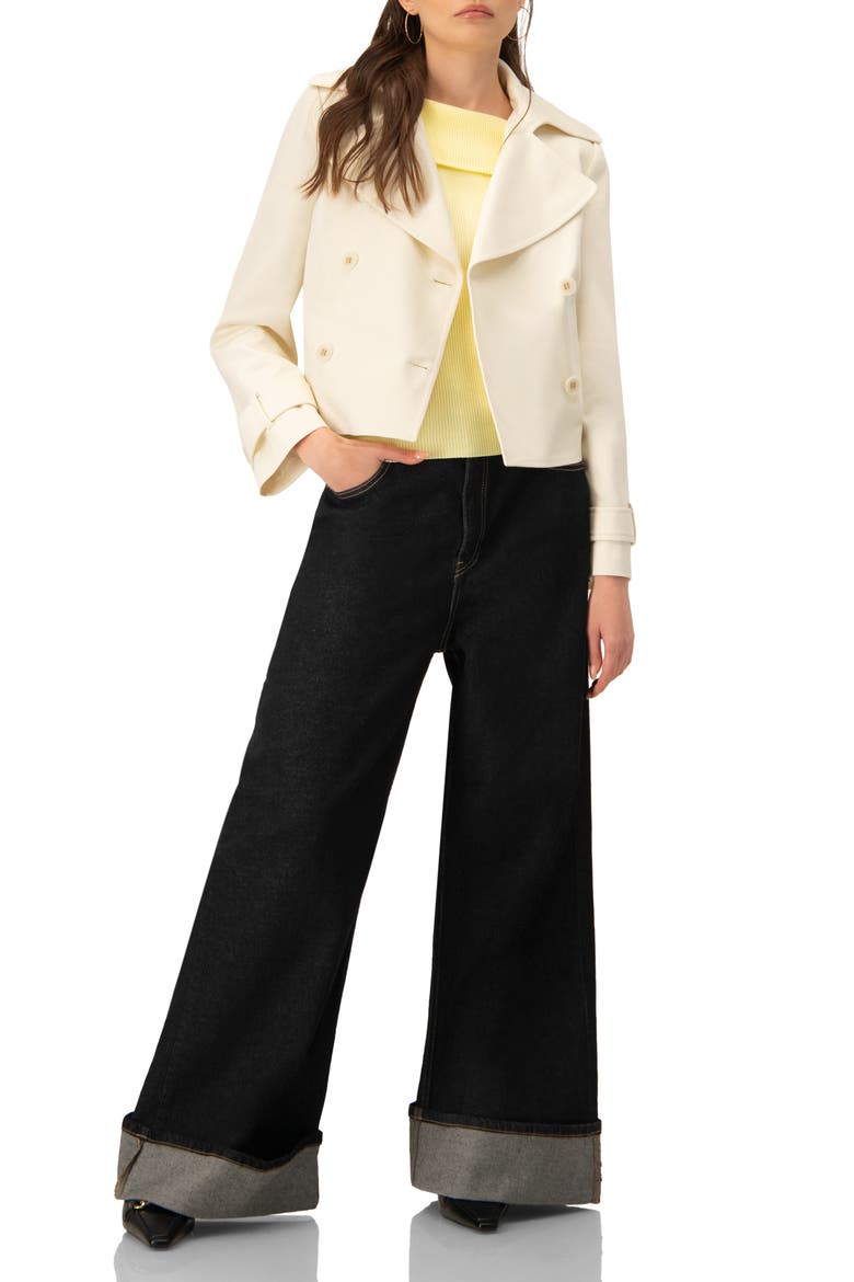Short Cotton Trench Coat, Alternate, color, Ivory