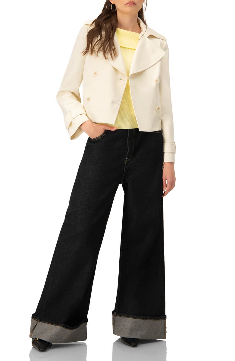 IVONNE Short Cotton Trench Coat, Alternate, color, Ivory