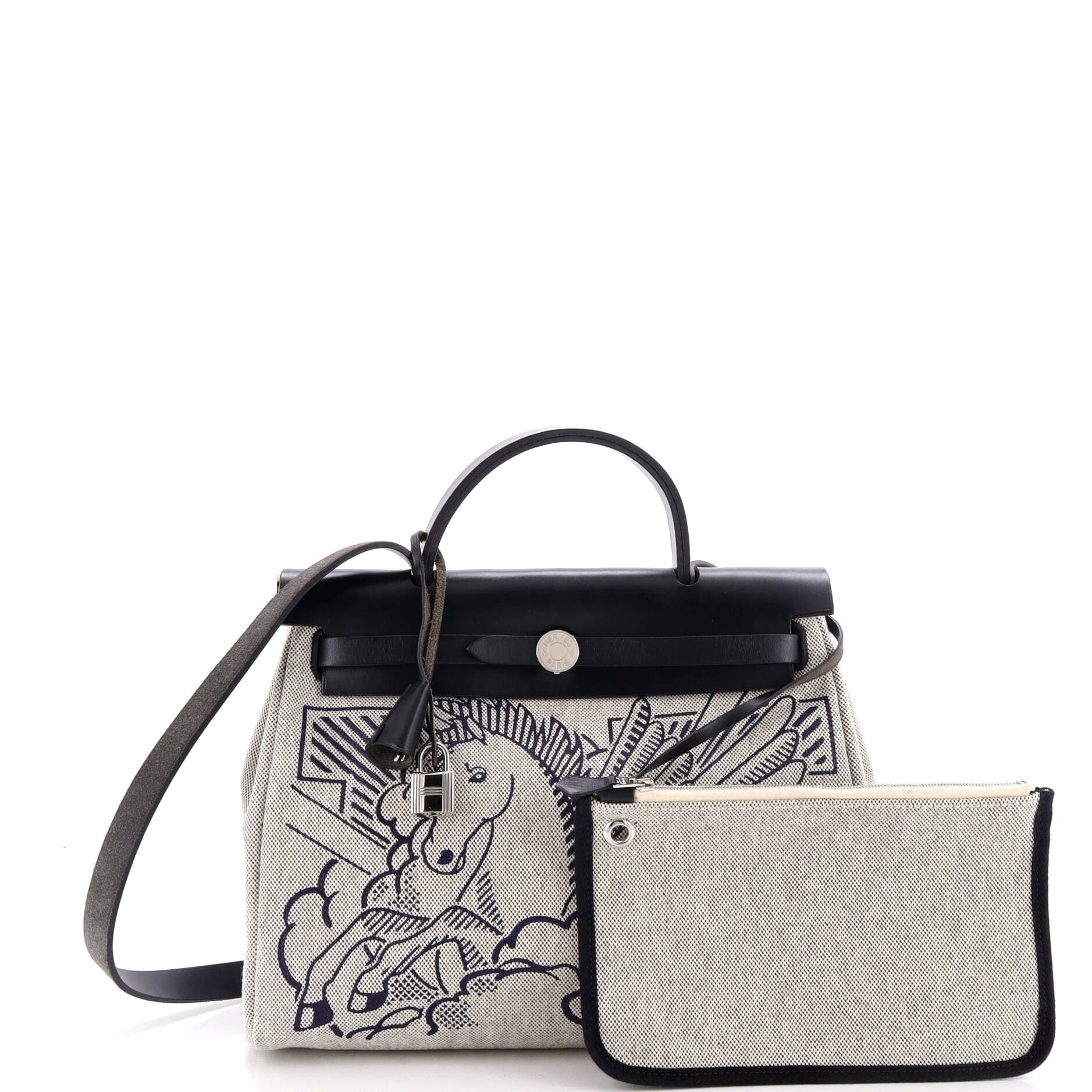 Herbag Zip Pegase Pop Toile and Leather 31, Alternate, color, Black