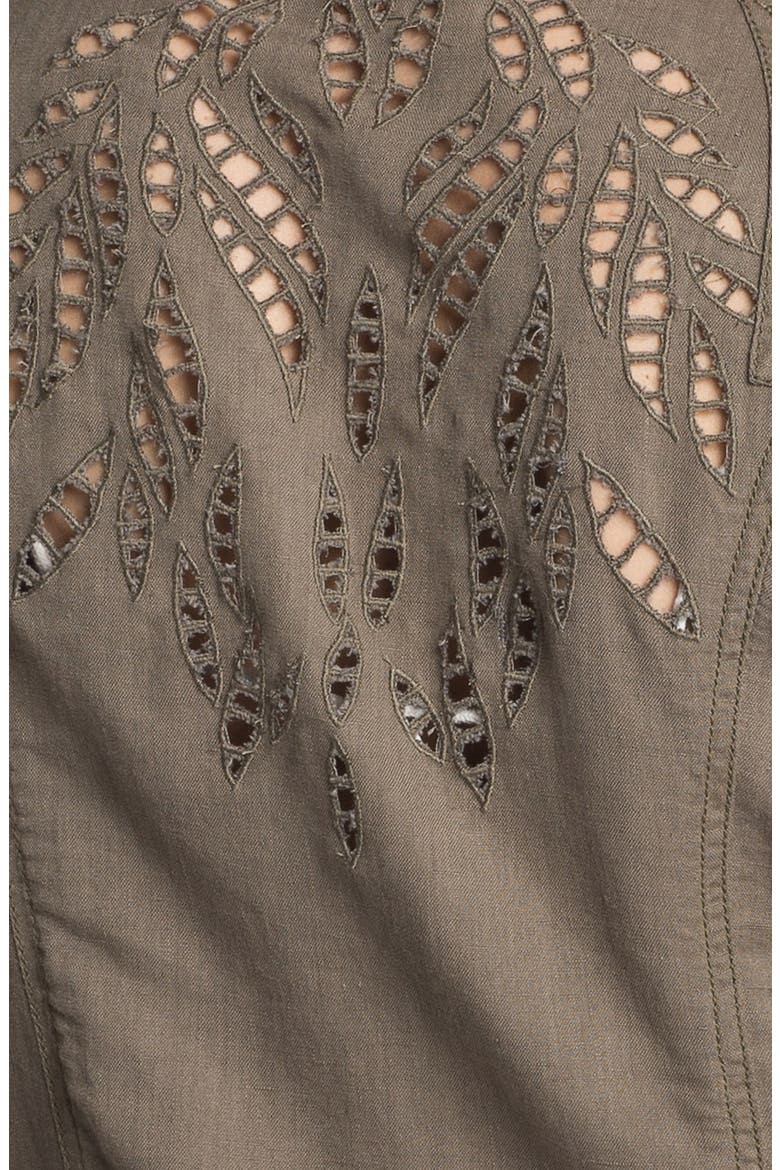 Cutwork Linen Blend Jacket, Alternate, color, TECH GREEN