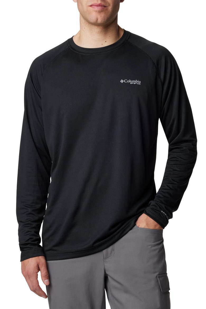 PFG Solar Stream™ Long Sleeve Performance T-Shirt, Main, color, BLACK