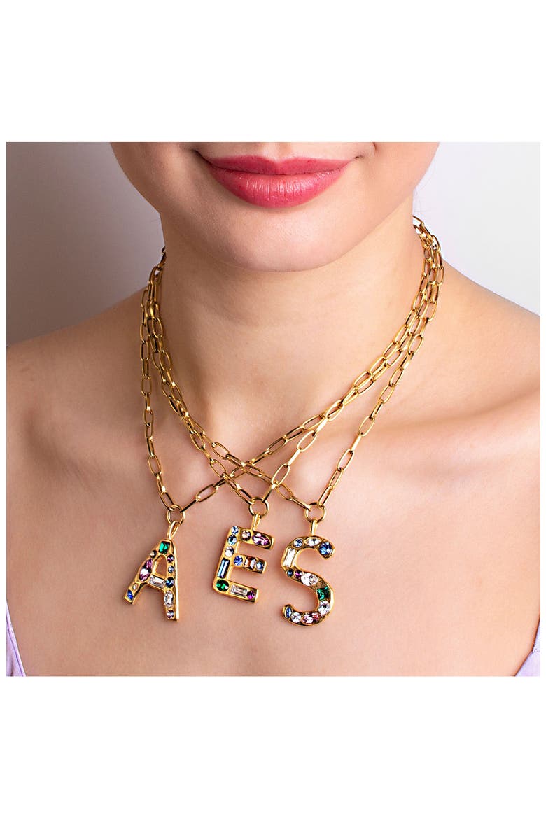 Emilie Crystal Initial Pendant Necklace, Alternate, color, GOLD - C