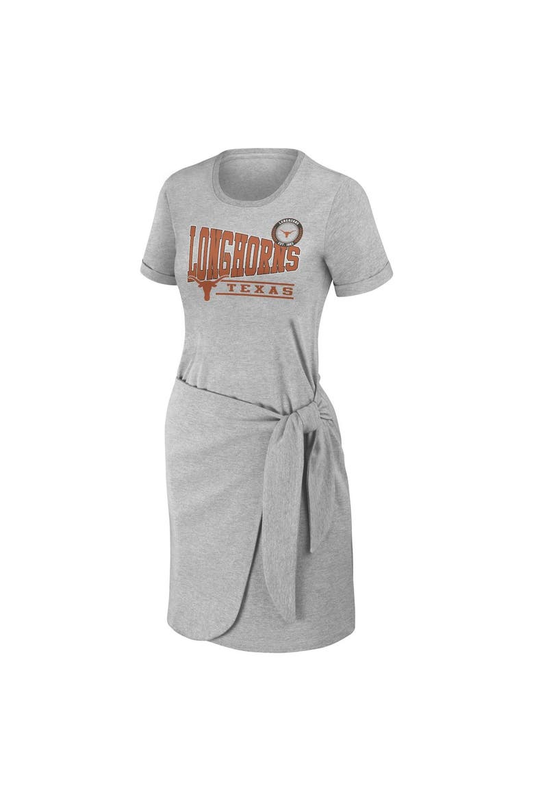 Women's WEAR by Erin Andrews Heather Gray Texas Longhorns Knotted T-Shirt Dress, Alternate, color, Heather Gray