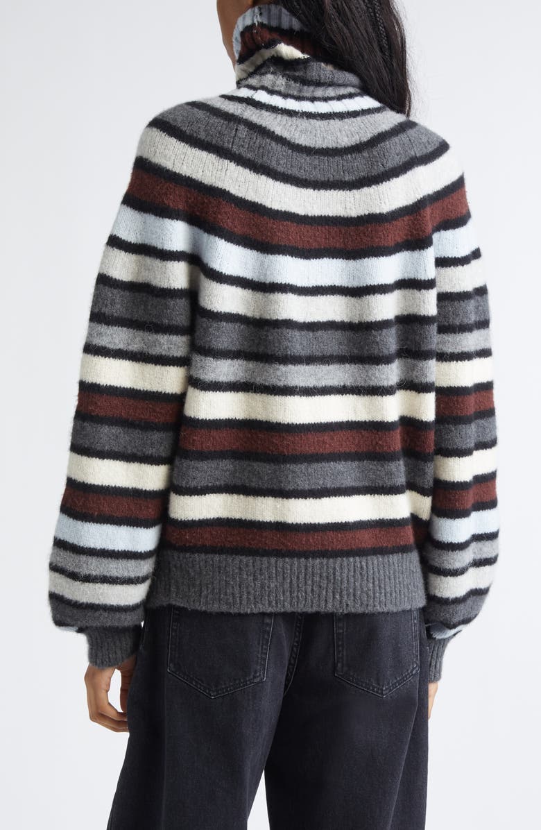 Proenza Schouler Danea Stripe Cashmere Blend Turtleneck Sweater, Alternate, color, Neutral Multi