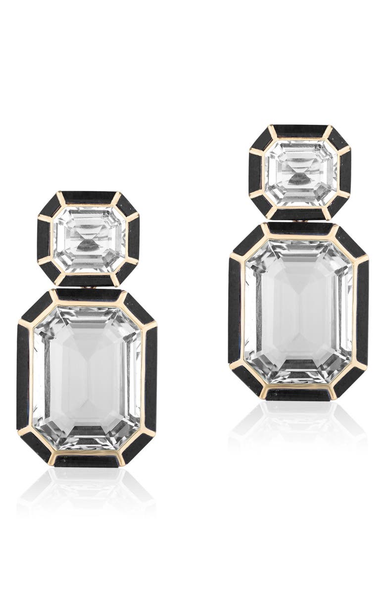 GOSHWARA Mélange Emerald-Cut Drop Earrings, Main, color, Black / Clear
