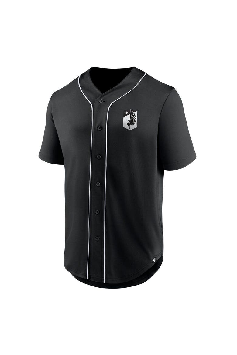 Men's Fanatics Branded Black Minnesota United FC Third Period Fashion Baseball Button-Up Jersey, Alternate, color, Black