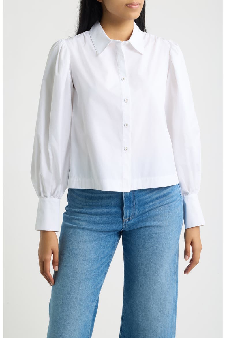 Puff Sleeve Shirt, Main, color, WHITE