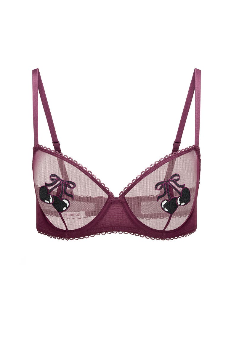 Adore Me Alyshia Unlined Demi Bra, Alternate, color, Dark Purple