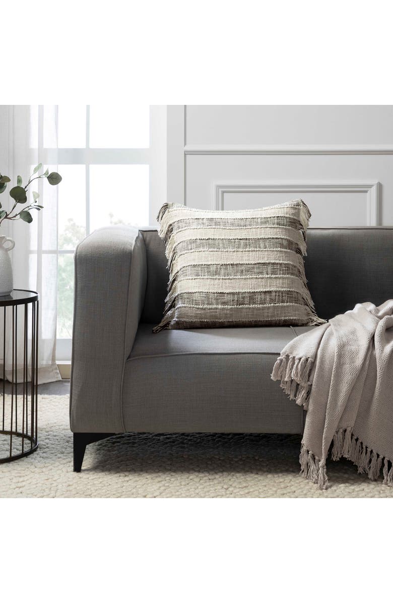 VCNY HOME Ariel Fringe Accent Pillow, Alternate, color, Black