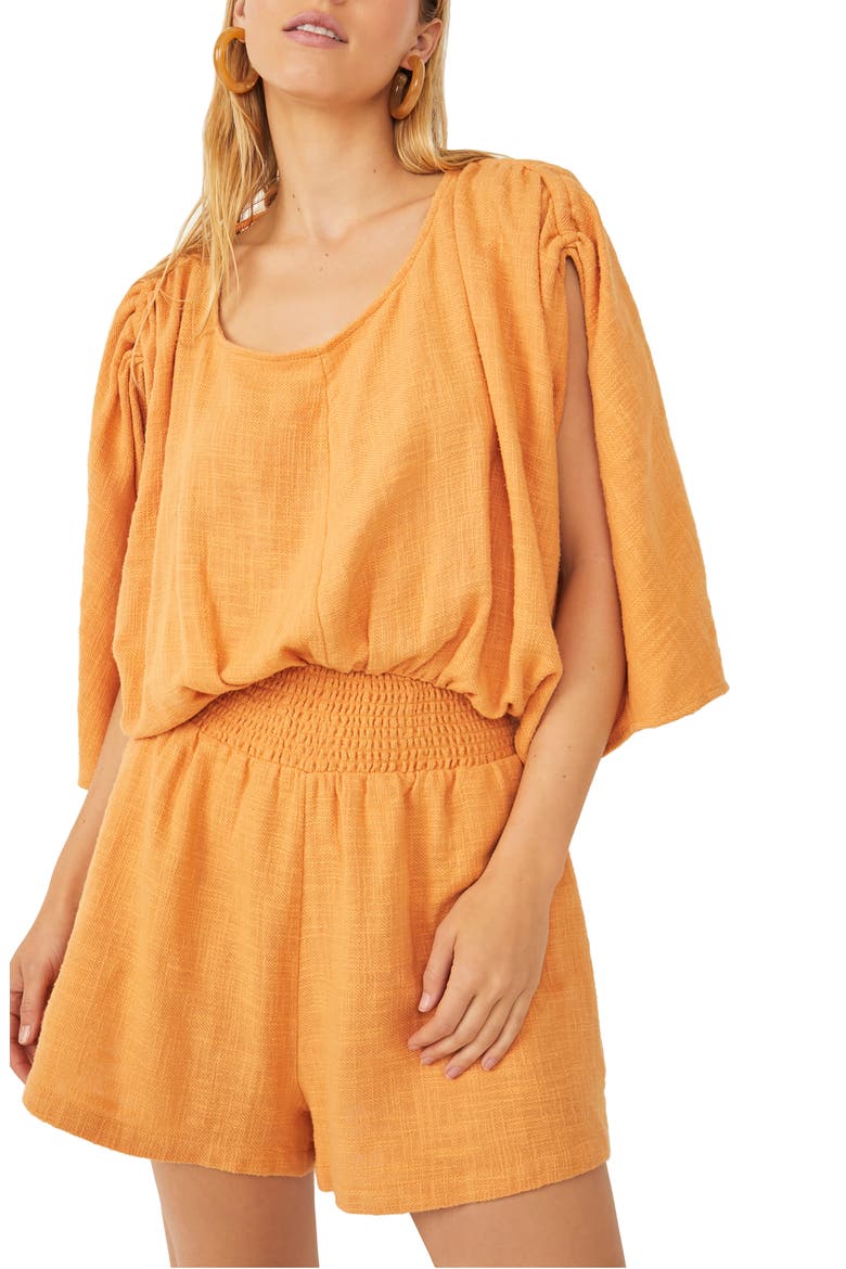 free-est Pietro Tie Back Romper, Alternate, color, SUNTAN