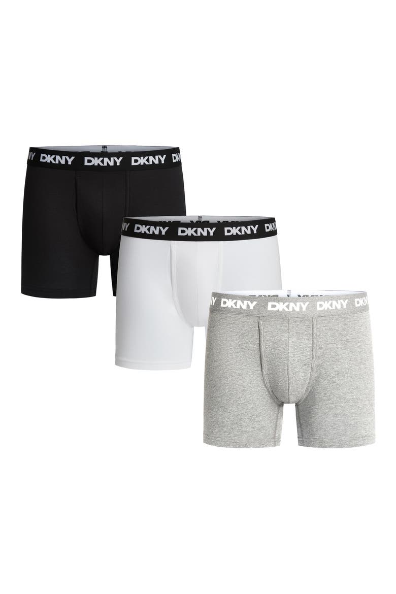 3-Pack Stretch Cotton Boxer Briefs, Main, color, BLACK/ BRIGHT WHITE/ GREY HTHR