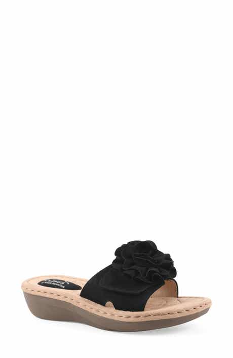 CLIFFS BY WHITE MOUNTAIN Casmyn Floral Mini Wedge Sandal - Wide Width Available