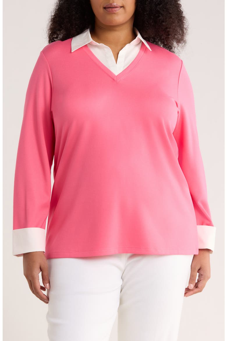 Mixed Media Collar Sweater, Main, color, SHERBERT/ NYC WHITE