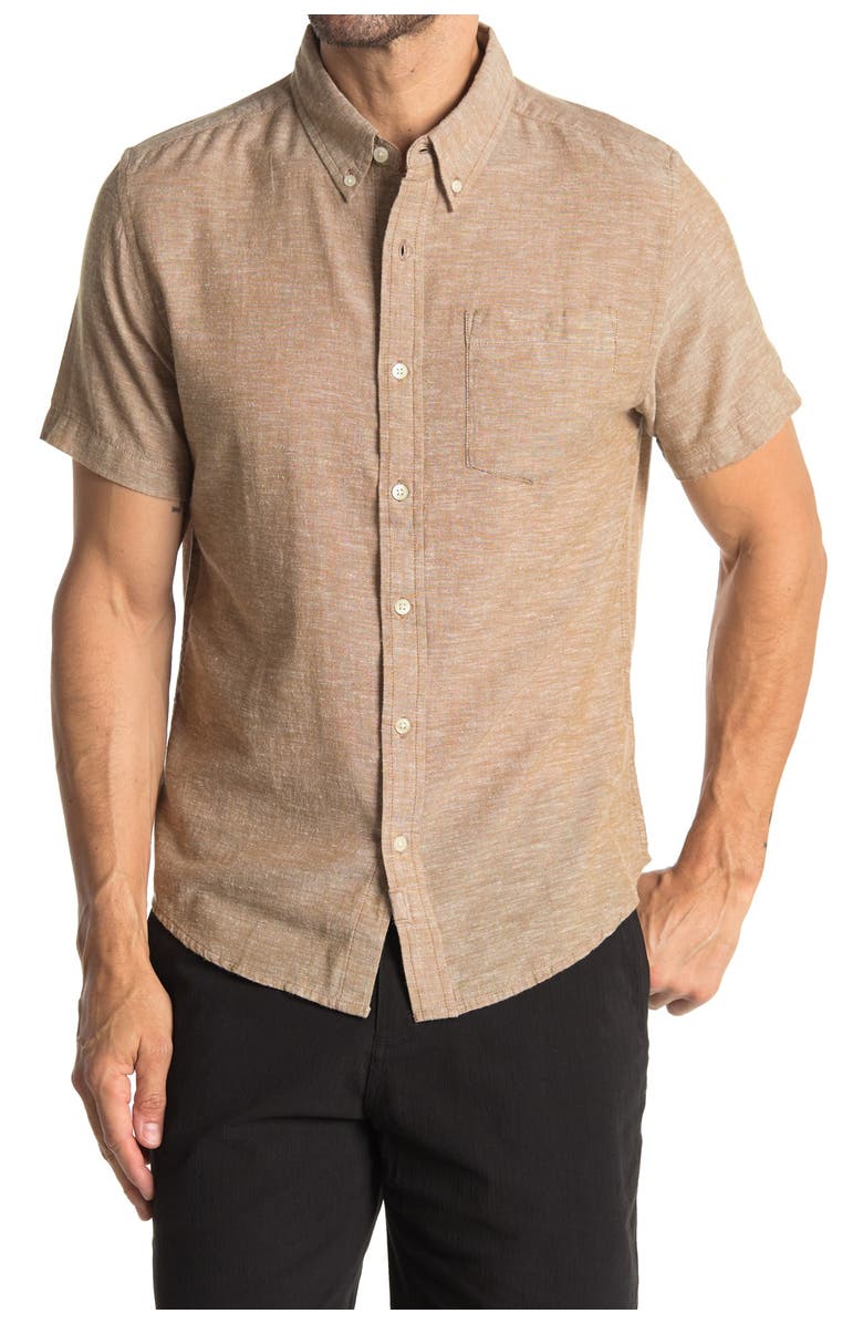 Bridge & Burn Jordan Heathered Short Sleeve Shirt, Main, color, 