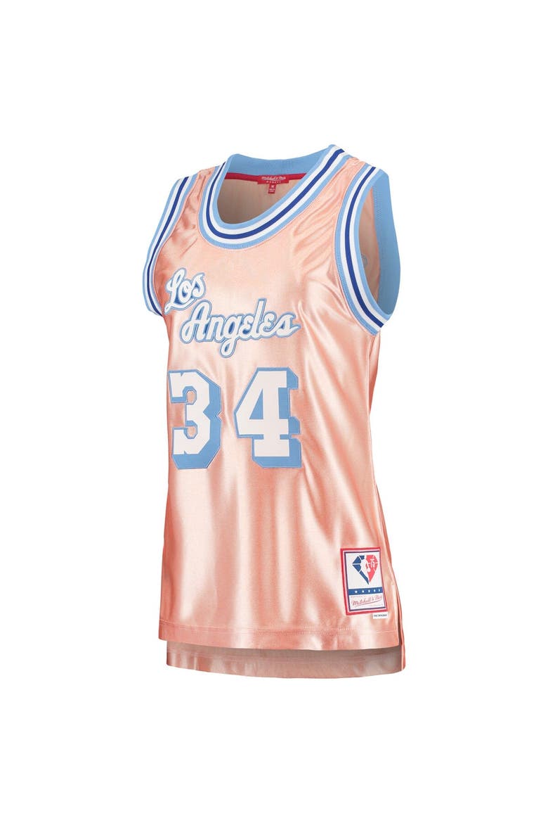 Women's Mitchell & Ness Shaquille O'Neal Pink Los Angeles Lakers 75th Anniversary Rose Gold 1996 Swingman Jersey, Alternate, color, Pink