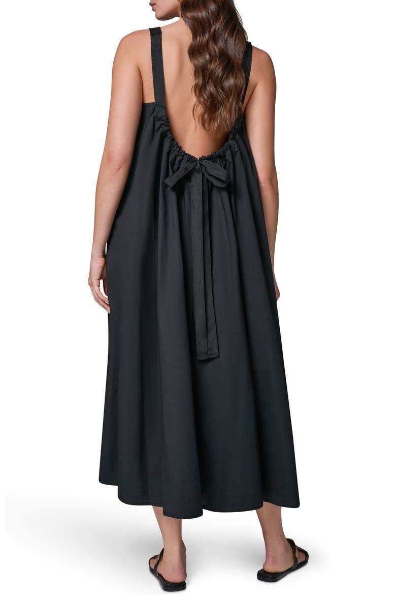Tie Back Stretch Cotton Maxi Dress, Alternate, color, BLACK