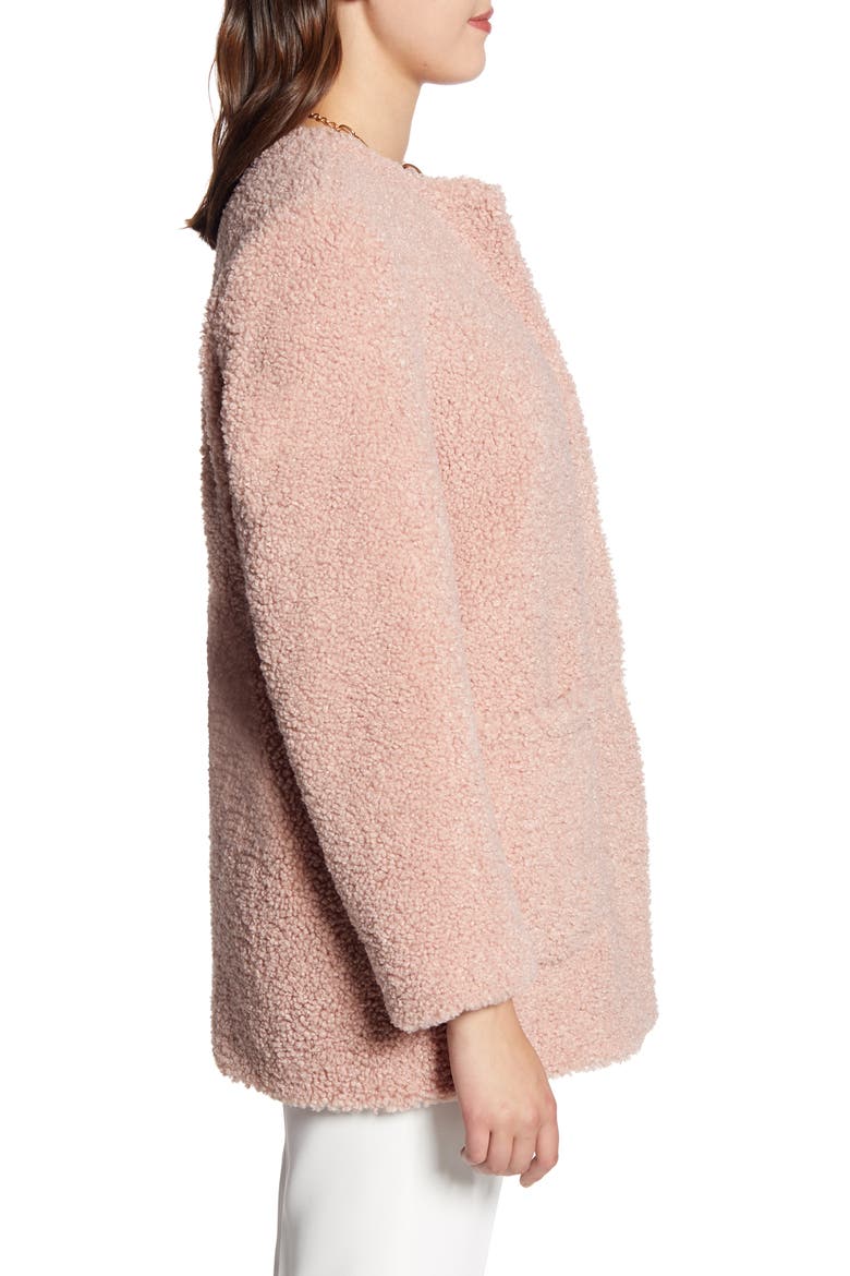 Jewel Neck Teddy Coat, Alternate, color, BLUSH
