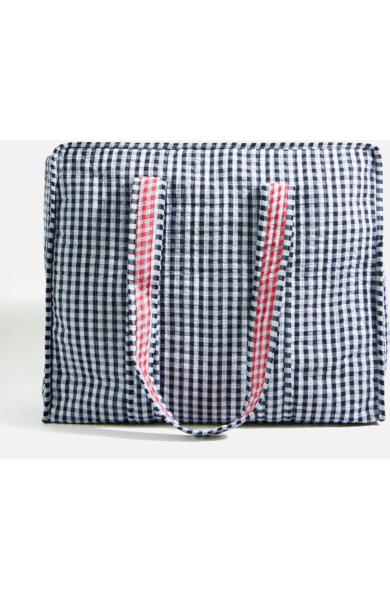 Yumi Gingham Quilted Zip Bag, Alternate, color, Black