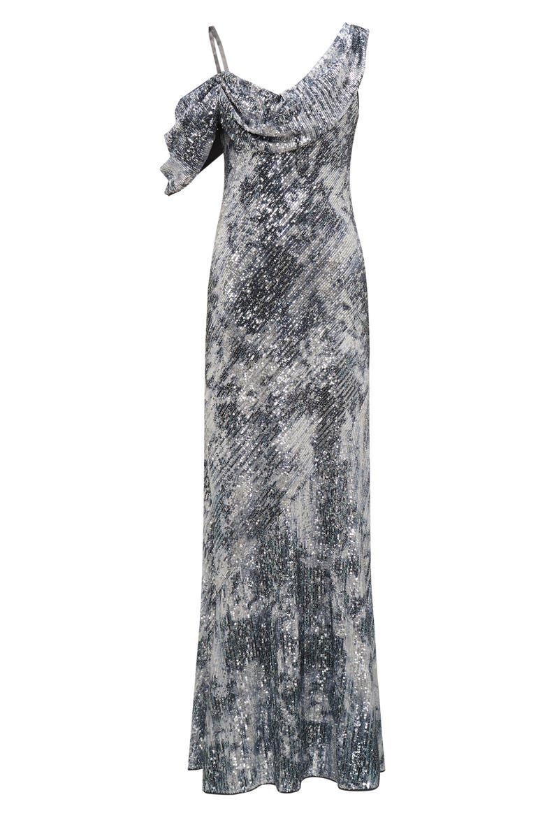 Joaquin Metallic Sequin Asymmetric Dress, Alternate, color, SHADOW DANCER BLACK