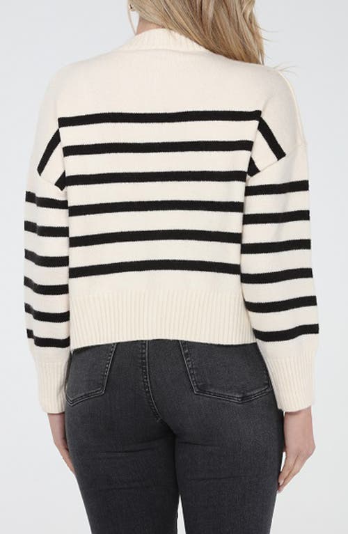 Rain And Rose Stripe Knit Cardigan In White