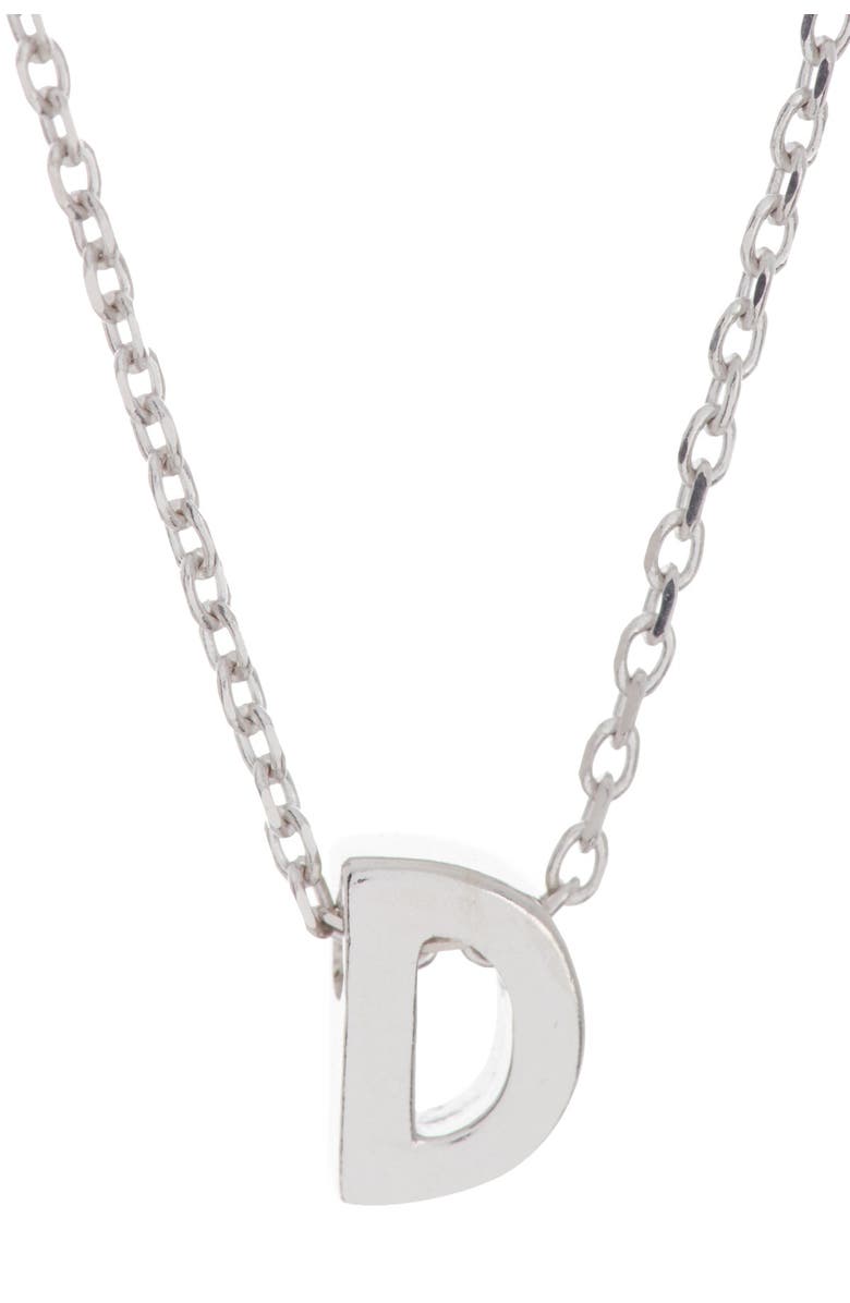 Adornia White Rhodium Plated Initial Pendant Necklace, Main, color, 