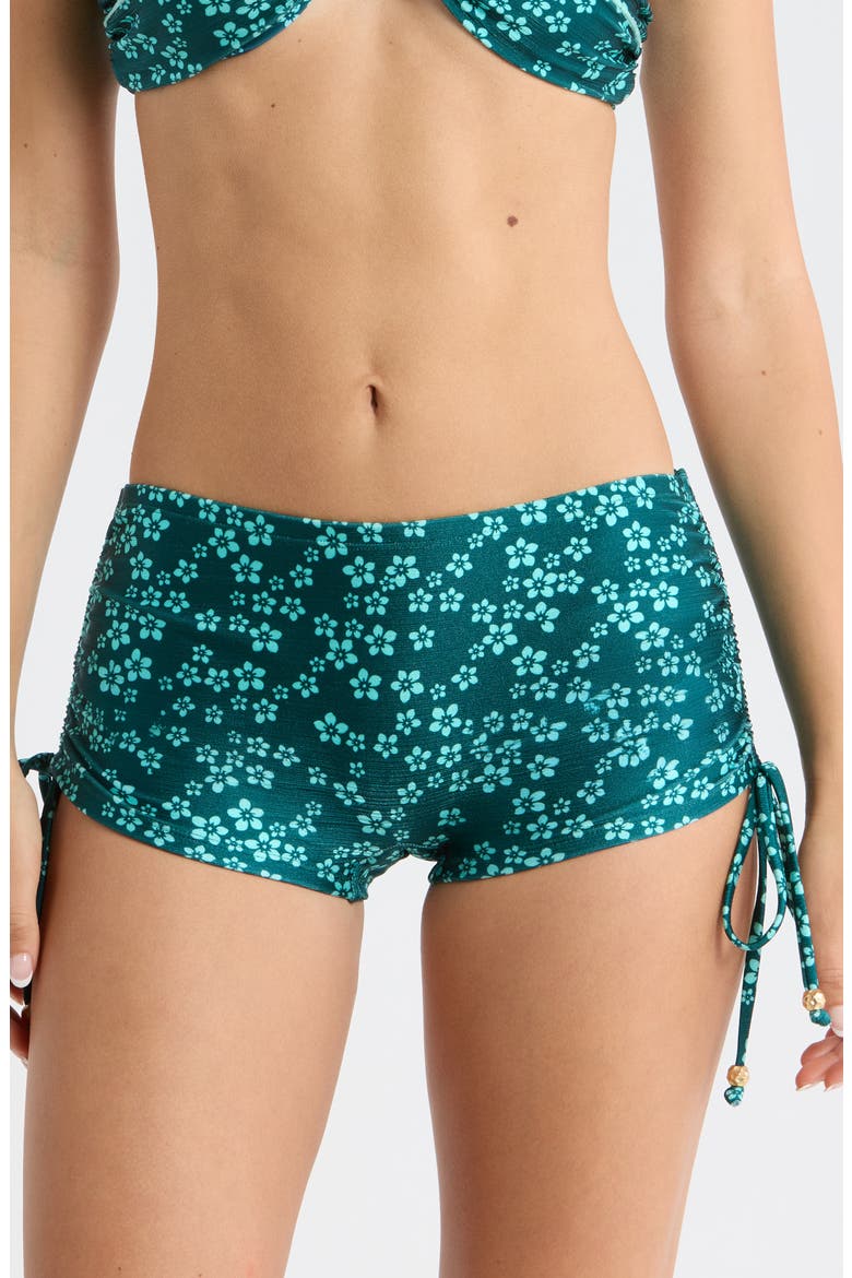 Cinched Tie Cheeky Swim Shorts, Main, color, MOONKISS