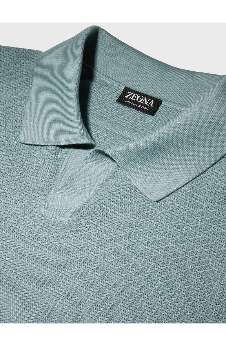ZEGNA Waffle Stitch Premium Cotton Polo Sweater, Alternate, color,