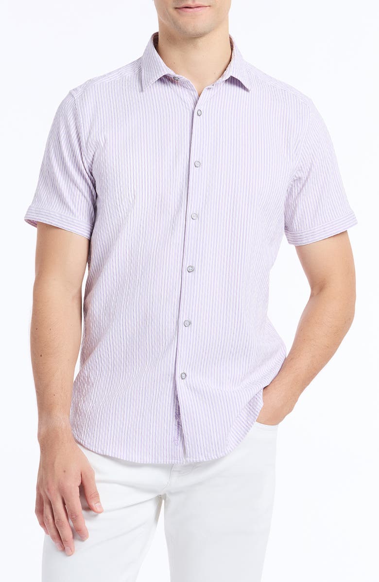 Robert Graham Fornillo Stripe Short Sleeve Seersucker Button-Up Shirt, Main, color, 