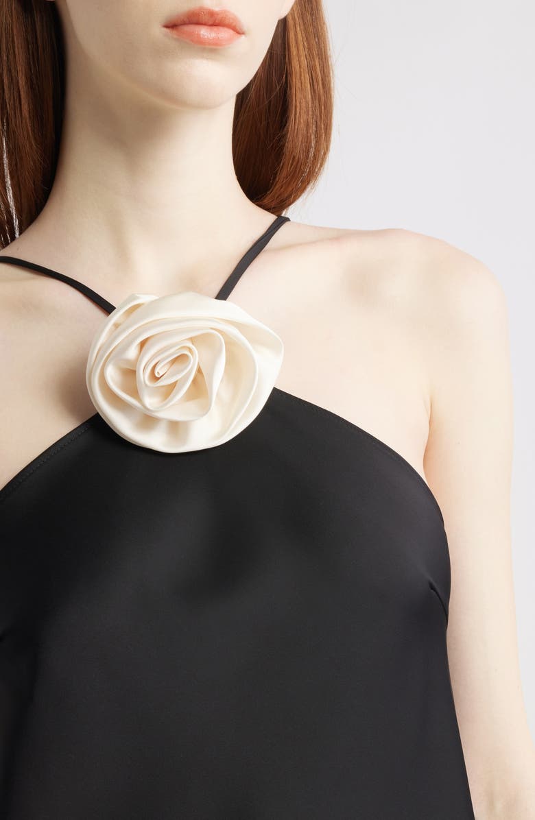 Lucy Paris Jonah Rosette Sleeveless Midi Dress, Alternate, color, Black