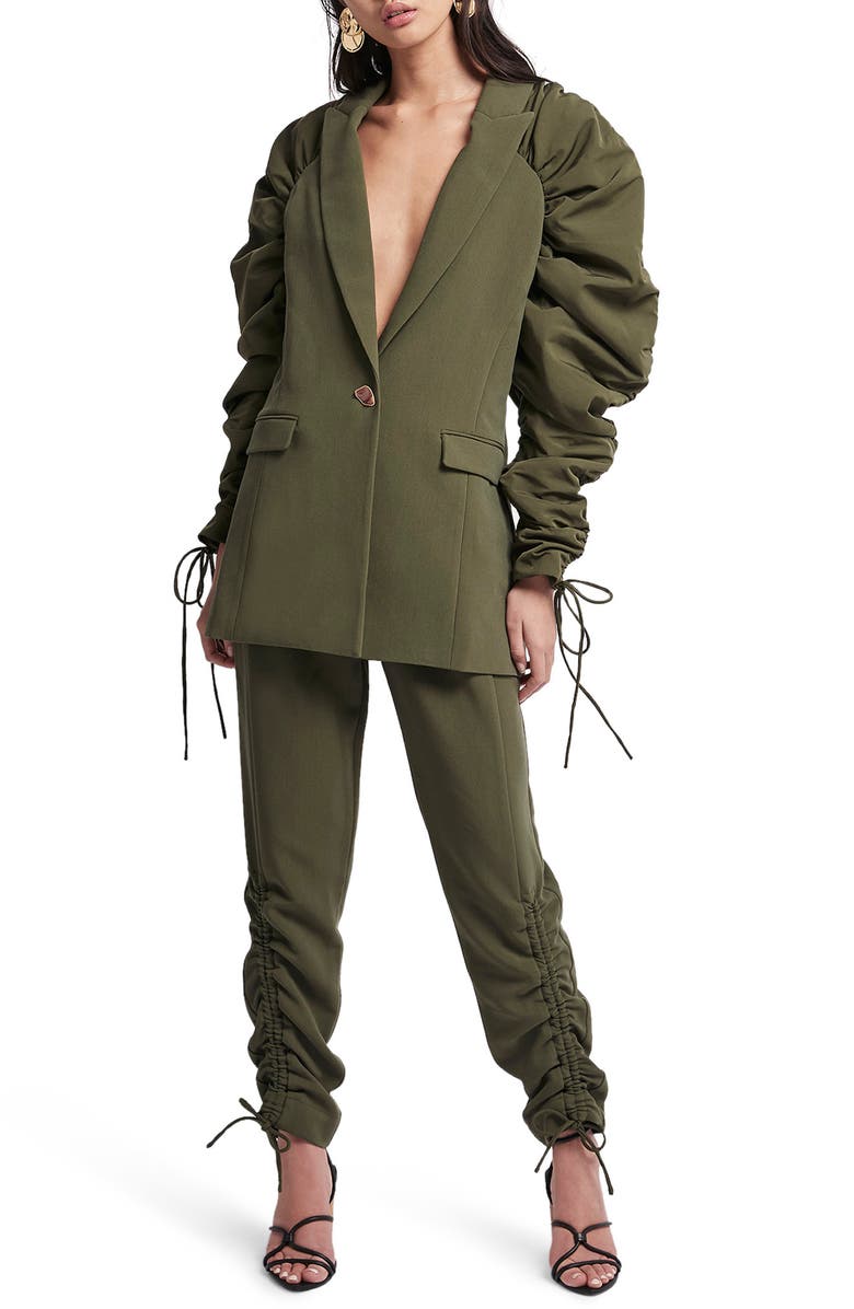 Aje Interlace Ruched Sleeve Blazer, Alternate, color, 