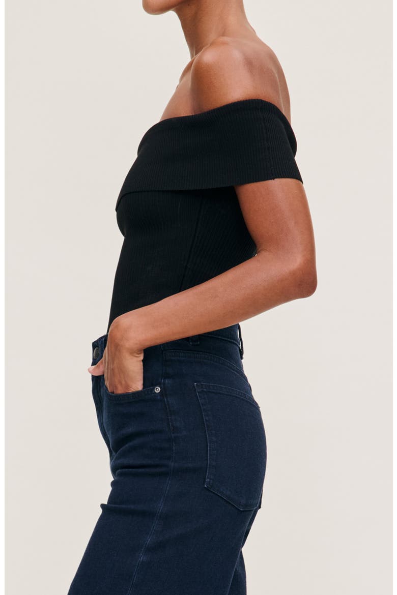 Off the Shoulder Instasculpt™ Rib Top, Alternate, color, BLACK