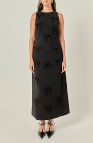 English Factory Bow Embellished Sleeveless A-Line Dress