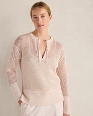 Haven Well Within Organic Cotton Open Stitch Split Neck Pullover