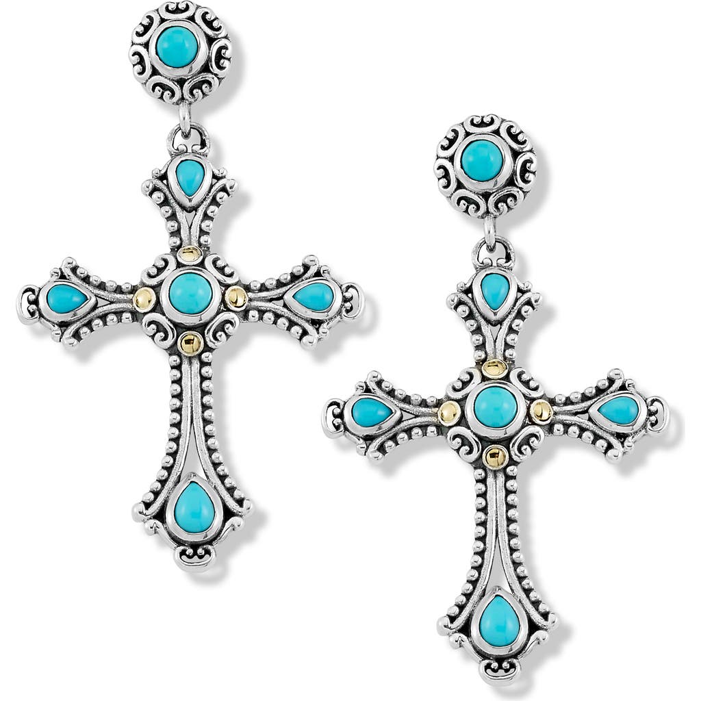 Samuel B. Silver & 18k 0.85 Ct. Tw. Sleeping Beauty Turquoise Earrings In Blue