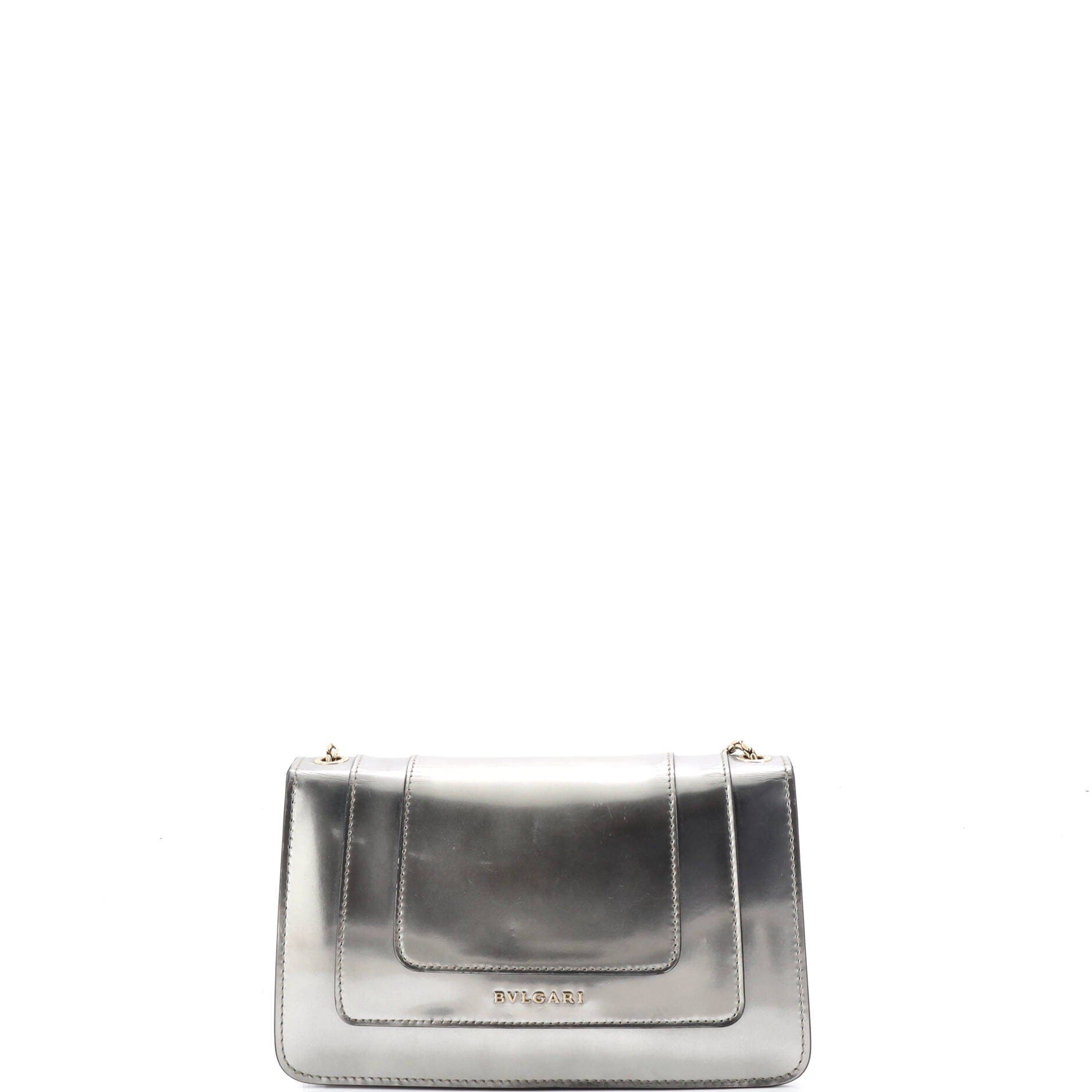 Serpenti Forever Shoulder Bag Metallic Leather Small, Alternate, color, Metallic Silver