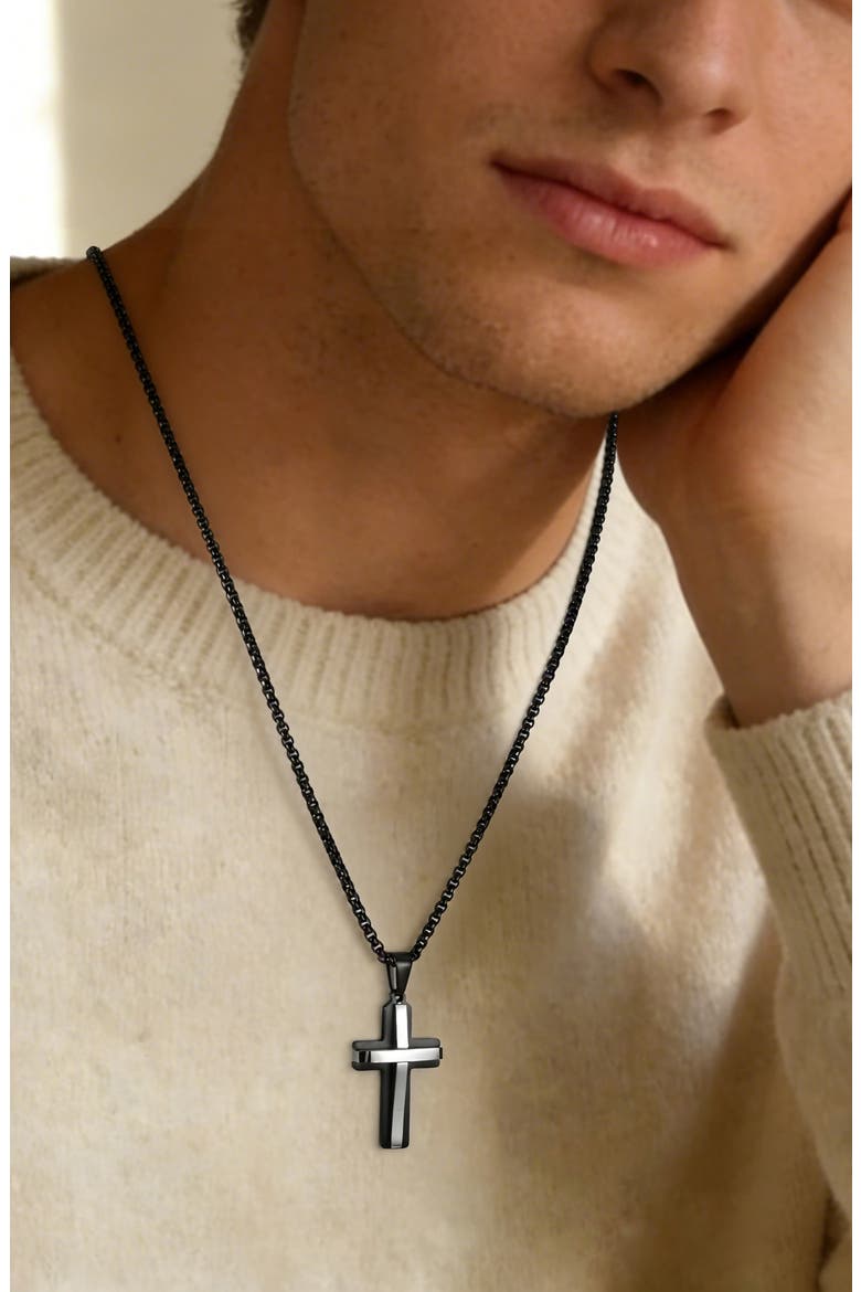 Men's Cross Pendant Necklace, Alternate, color, SILVER