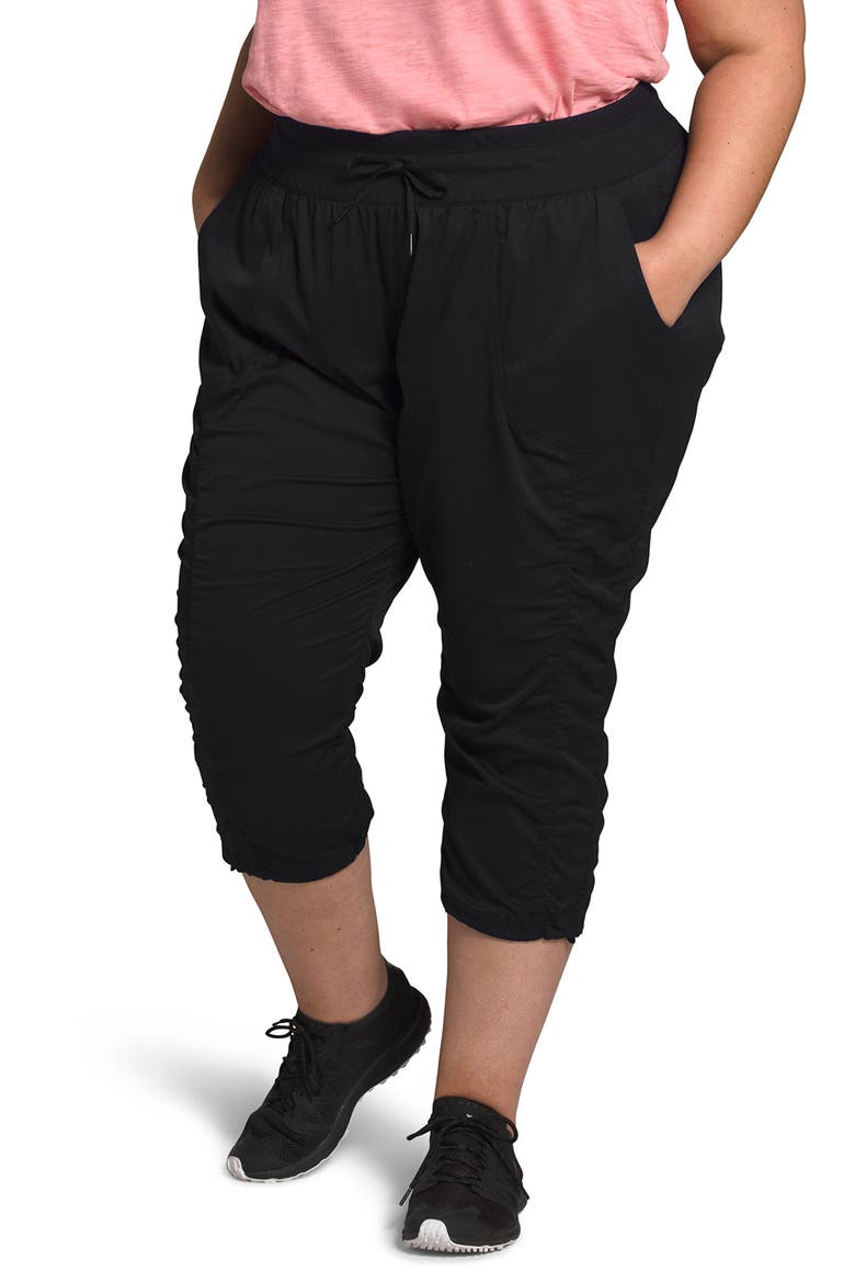 Aphrodite Motion Water Repellent Capri Pants, Main, color, BLACK