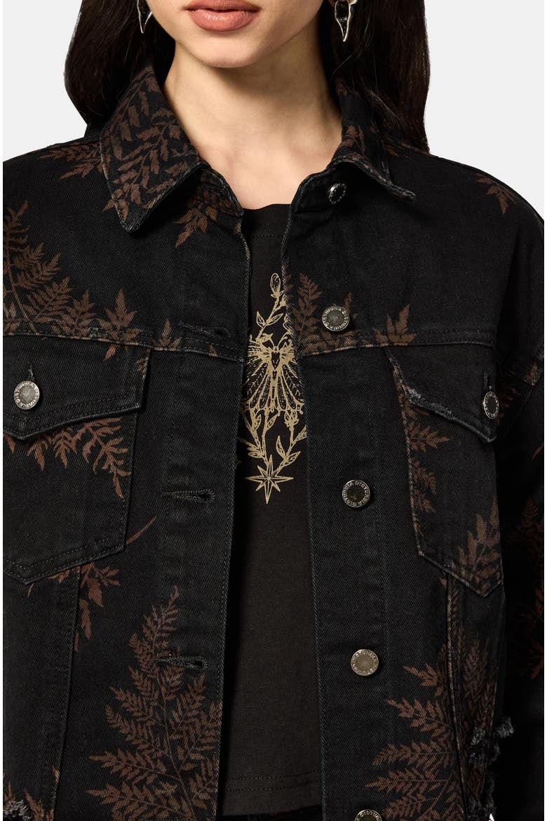 Ruin Fern Distressed Denim Jacket, Alternate, color, Black