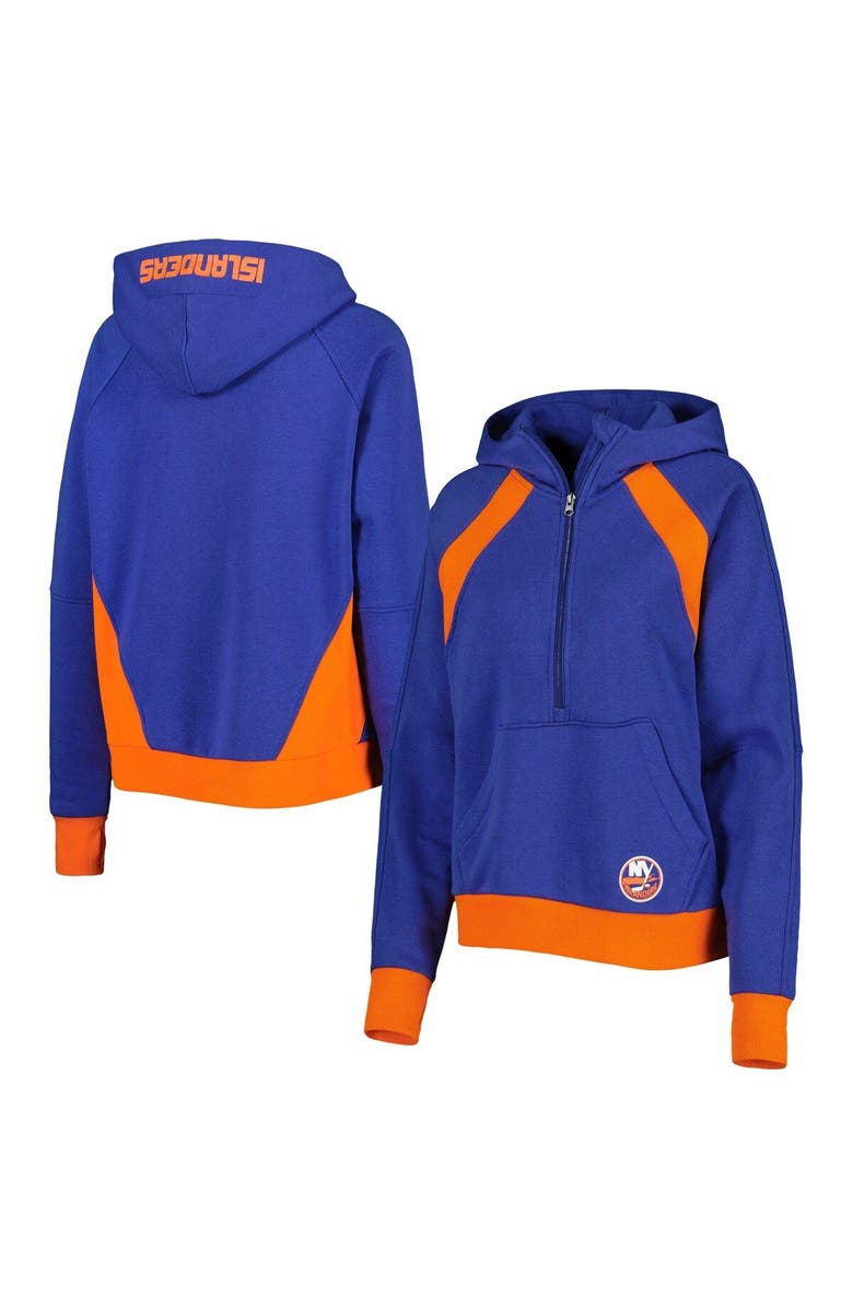 STARTER Women's Starter Royal New York Islanders Wishbone Half-Zip Hoodie, Main, color, Royal