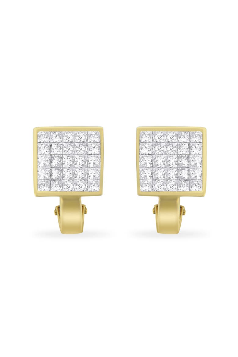 14K Yellow Gold 3-1/5 Cttw Diamond Grid Huggy Style Stud Earring, Main, color, Yellow