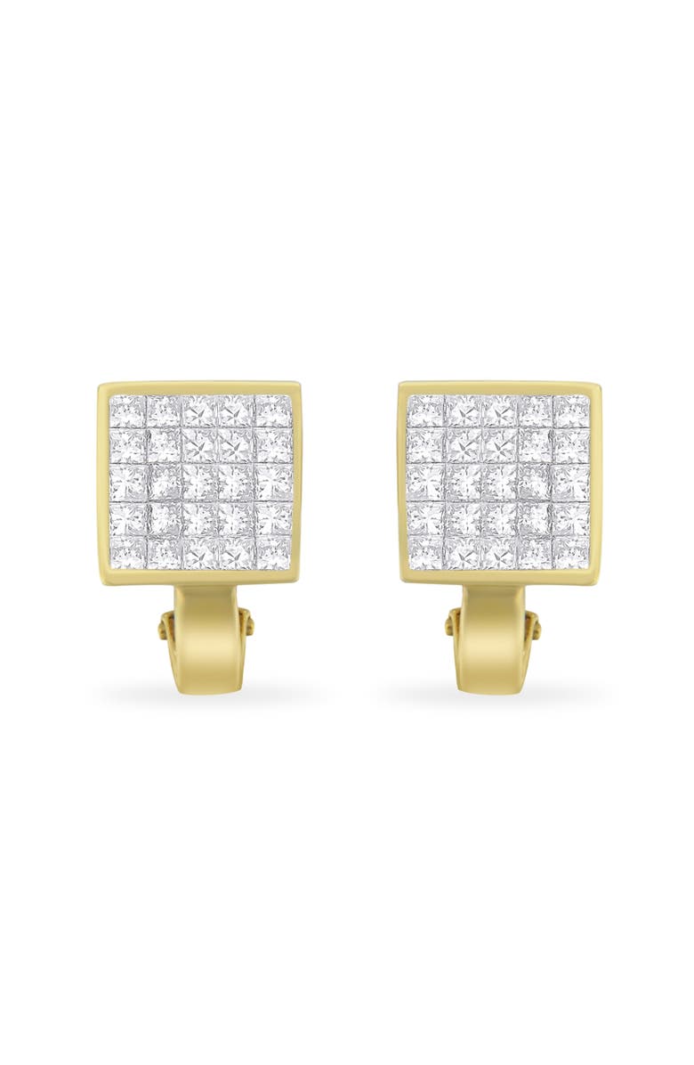 Haus of Brilliance 14K Yellow Gold 3-1/5 Cttw Diamond Grid Huggy Style Stud Earring, Main, color, Yellow