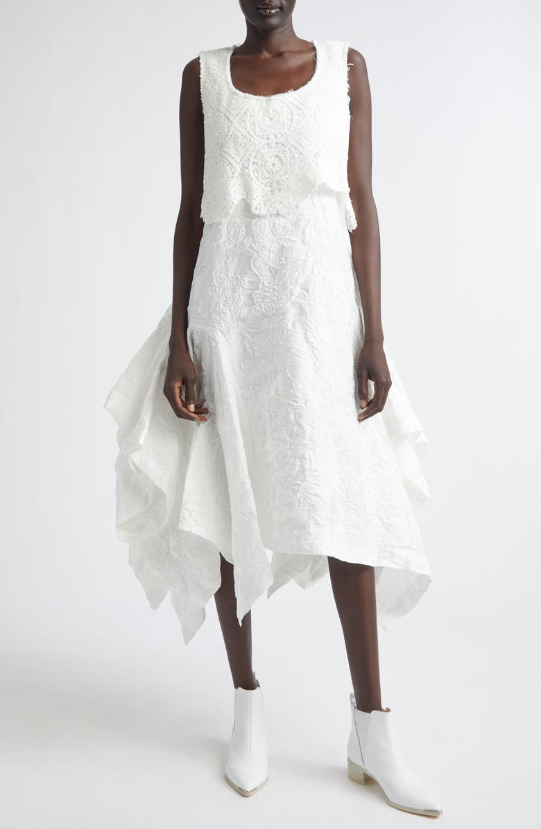 Comme des Garçons Lace Overlay Floral Jacquard Dress, Alternate, color, Off-White X Off-White