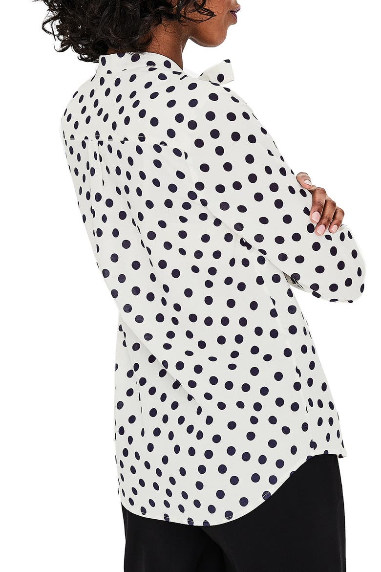 Tie Neck Shirt, Alternate, color, IVORY AND NAVY DOTTY SPOT