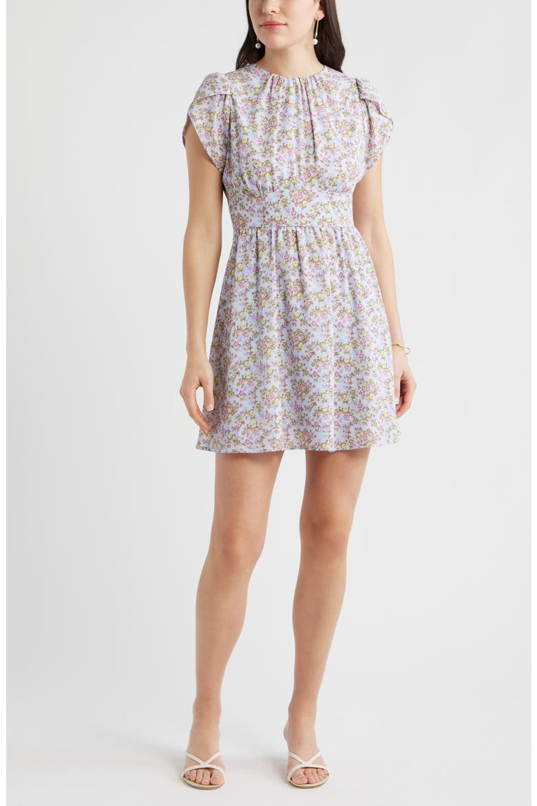 Fit & Flare Minidress, Main, color, BLUE SAVANNAH MEDALLION